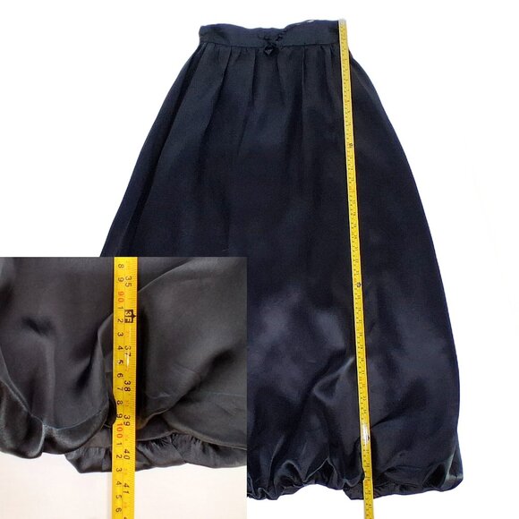 Cament VTG 90s 100% Silk Balloon Midi Skirt A Line Drawstring Black Lined SZ S - Picture 8 of 8